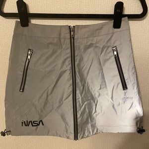 Small gray white reflective NASA skirt Forever 21